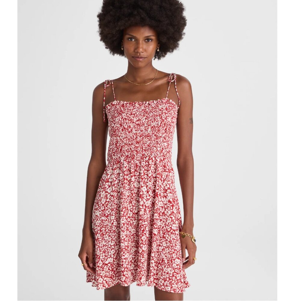 NWT Madewell Tie Shoulder Mini Dress in Floral Sz 4